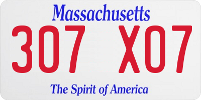 MA license plate 307XO7