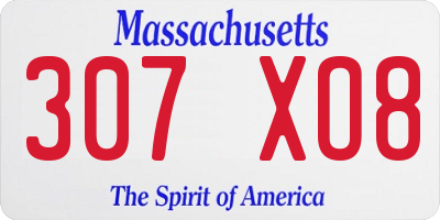 MA license plate 307XO8