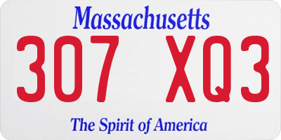 MA license plate 307XQ3