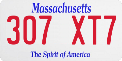 MA license plate 307XT7