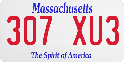 MA license plate 307XU3