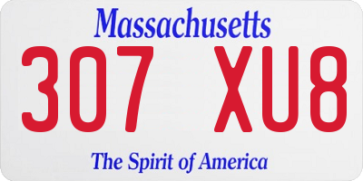 MA license plate 307XU8
