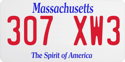 MA license plate 307XW3