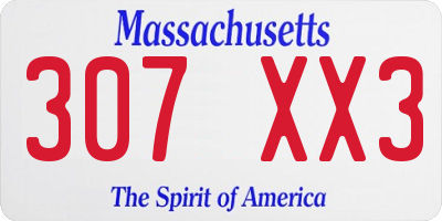 MA license plate 307XX3