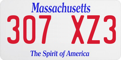 MA license plate 307XZ3