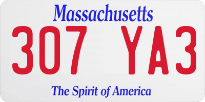 MA license plate 307YA3