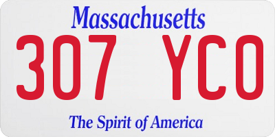 MA license plate 307YC0