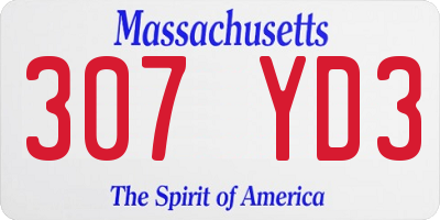 MA license plate 307YD3