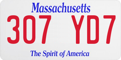 MA license plate 307YD7