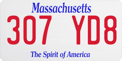 MA license plate 307YD8