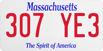 MA license plate 307YE3