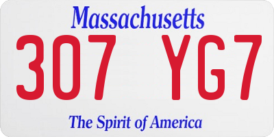 MA license plate 307YG7