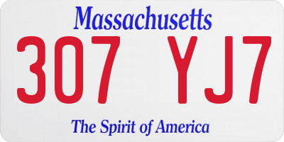 MA license plate 307YJ7