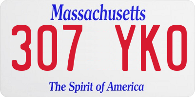 MA license plate 307YK0
