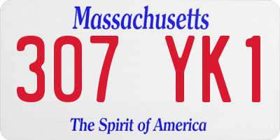 MA license plate 307YK1
