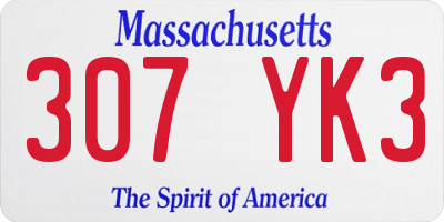 MA license plate 307YK3