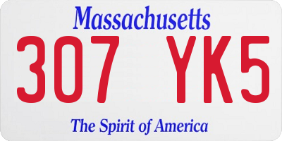 MA license plate 307YK5