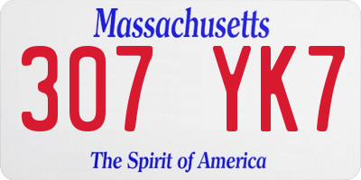 MA license plate 307YK7