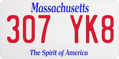 MA license plate 307YK8