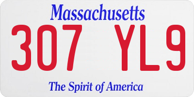 MA license plate 307YL9