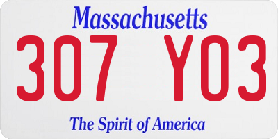 MA license plate 307YO3