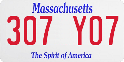 MA license plate 307YO7