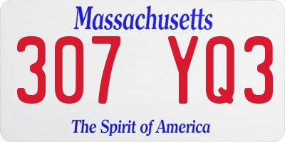MA license plate 307YQ3