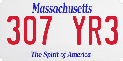 MA license plate 307YR3