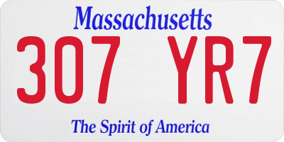 MA license plate 307YR7