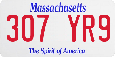 MA license plate 307YR9