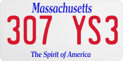 MA license plate 307YS3