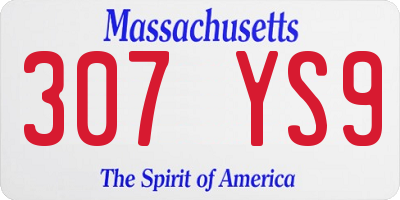 MA license plate 307YS9