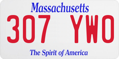 MA license plate 307YW0