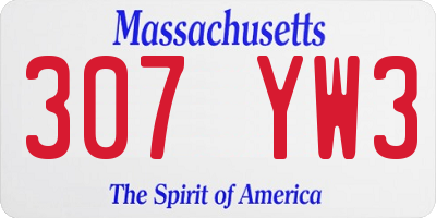 MA license plate 307YW3