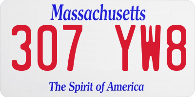 MA license plate 307YW8