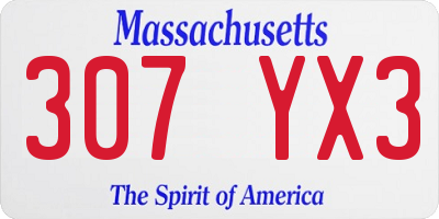 MA license plate 307YX3