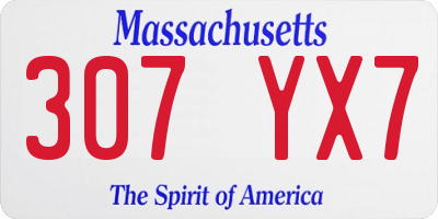 MA license plate 307YX7
