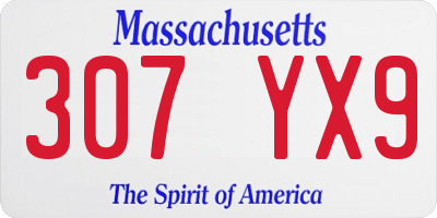 MA license plate 307YX9