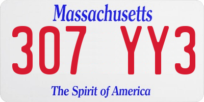 MA license plate 307YY3