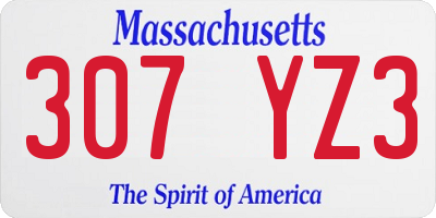 MA license plate 307YZ3