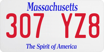 MA license plate 307YZ8