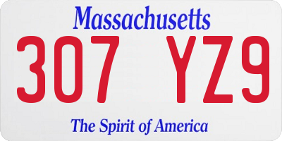 MA license plate 307YZ9