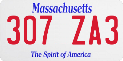 MA license plate 307ZA3