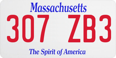 MA license plate 307ZB3