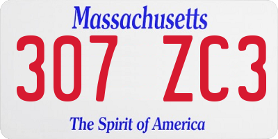 MA license plate 307ZC3