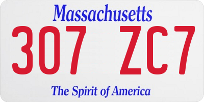 MA license plate 307ZC7