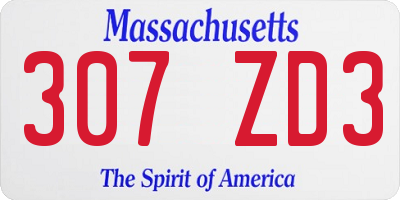 MA license plate 307ZD3