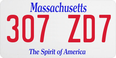 MA license plate 307ZD7