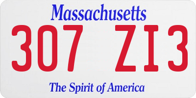 MA license plate 307ZI3