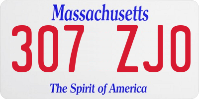 MA license plate 307ZJ0